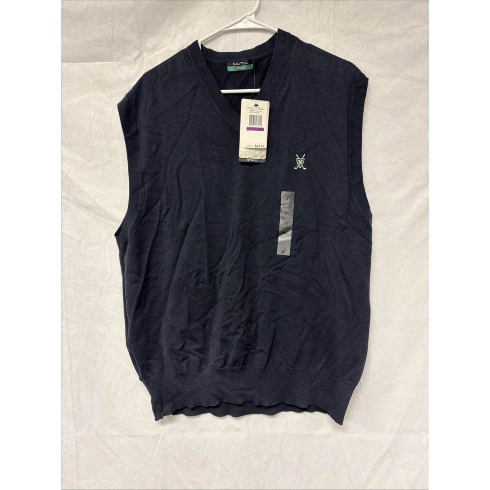 Nautica Sweater Vest Pullover Mens XXL Blue Embroidered Logo‎ Preppy Corp